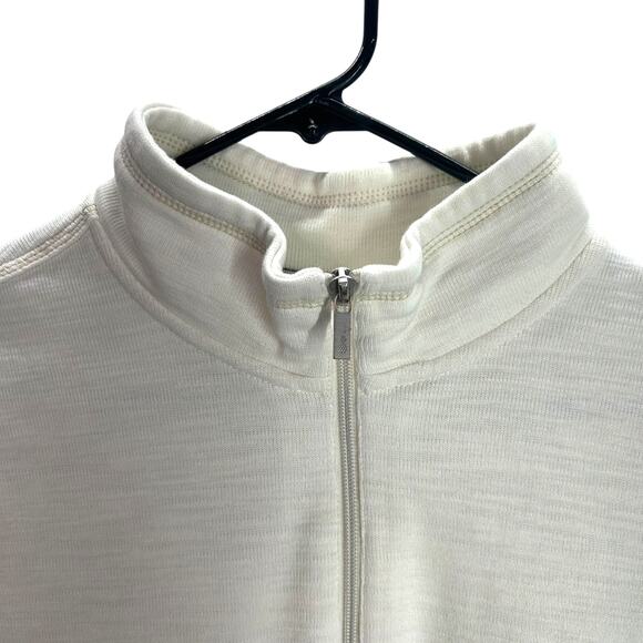Tommy Bahama Ivory Quarter Zip Top L Tencel Blend‎ Quiet Luxury Coastal Casual - Picture 4 of 11